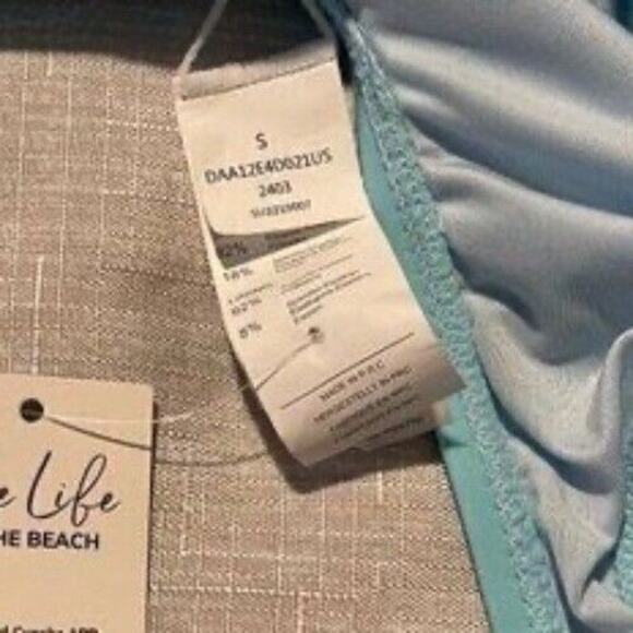 One Piece Swimsuit Women’s Small Blue Colorblock Scoop Neck Tummy Control - Picture 8 of 9